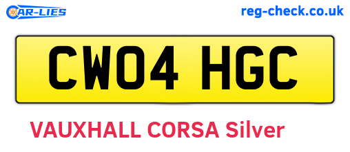 CW04HGC are the vehicle registration plates.