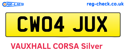 CW04JUX are the vehicle registration plates.