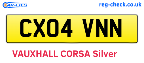 CX04VNN are the vehicle registration plates.