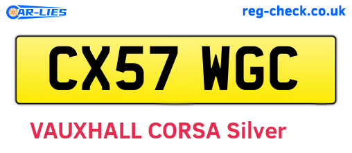 CX57WGC are the vehicle registration plates.