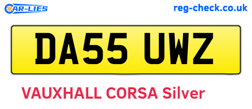 DA55UWZ are the vehicle registration plates.