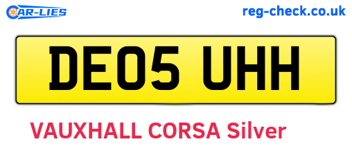 DE05UHH are the vehicle registration plates.