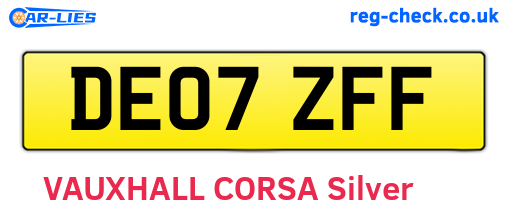 DE07ZFF are the vehicle registration plates.