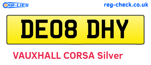 DE08DHY are the vehicle registration plates.