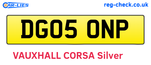 DG05ONP are the vehicle registration plates.