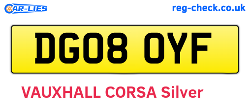 DG08OYF are the vehicle registration plates.