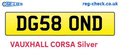 DG58OND are the vehicle registration plates.