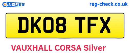 DK08TFX are the vehicle registration plates.