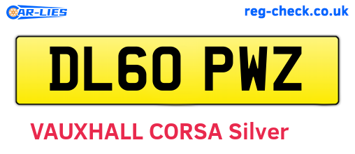 DL60PWZ are the vehicle registration plates.
