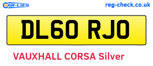 DL60RJO are the vehicle registration plates.