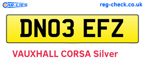 DN03EFZ are the vehicle registration plates.
