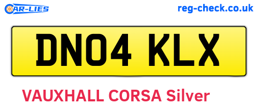 DN04KLX are the vehicle registration plates.