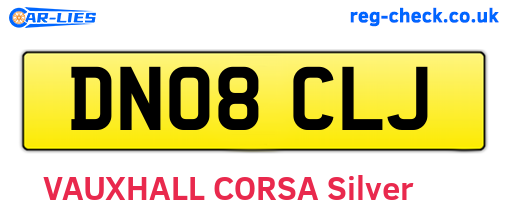 DN08CLJ are the vehicle registration plates.