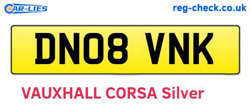 DN08VNK are the vehicle registration plates.