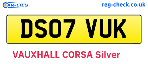 DS07VUK are the vehicle registration plates.
