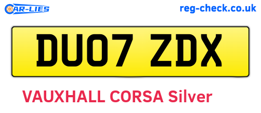 DU07ZDX are the vehicle registration plates.