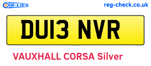 DU13NVR are the vehicle registration plates.
