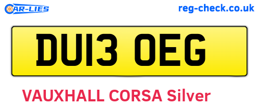 DU13OEG are the vehicle registration plates.