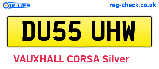 DU55UHW are the vehicle registration plates.