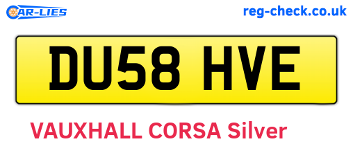 DU58HVE are the vehicle registration plates.