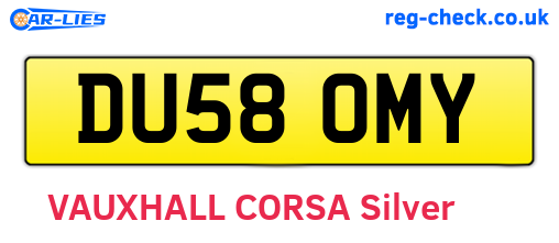 DU58OMY are the vehicle registration plates.