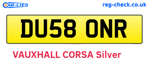 DU58ONR are the vehicle registration plates.