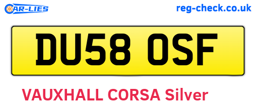 DU58OSF are the vehicle registration plates.