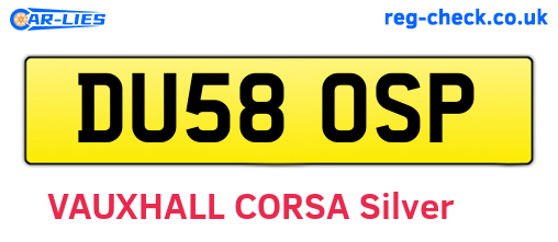 DU58OSP are the vehicle registration plates.