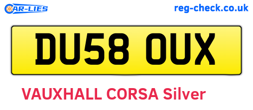 DU58OUX are the vehicle registration plates.