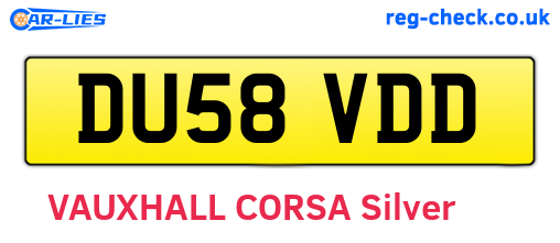 DU58VDD are the vehicle registration plates.