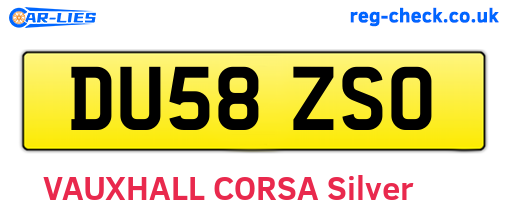 DU58ZSO are the vehicle registration plates.
