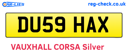 DU59HAX are the vehicle registration plates.