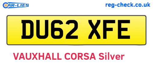 DU62XFE are the vehicle registration plates.