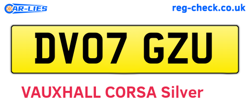 DV07GZU are the vehicle registration plates.