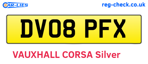 DV08PFX are the vehicle registration plates.