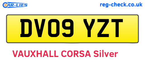 DV09YZT are the vehicle registration plates.