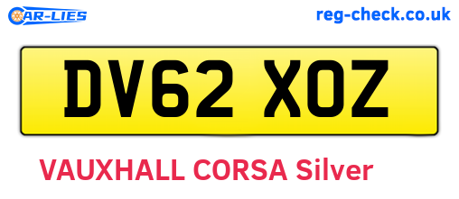DV62XOZ are the vehicle registration plates.
