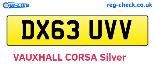 DX63UVV are the vehicle registration plates.