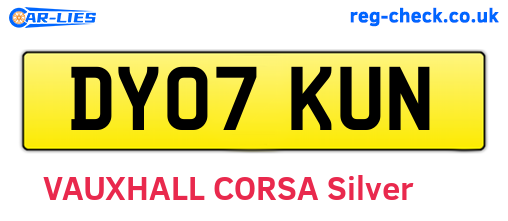 DY07KUN are the vehicle registration plates.