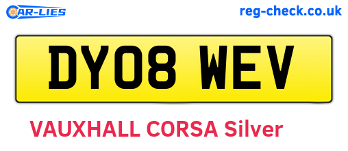 DY08WEV are the vehicle registration plates.