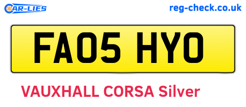FA05HYO are the vehicle registration plates.