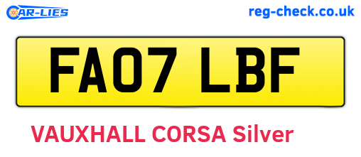 FA07LBF are the vehicle registration plates.