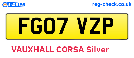 FG07VZP are the vehicle registration plates.