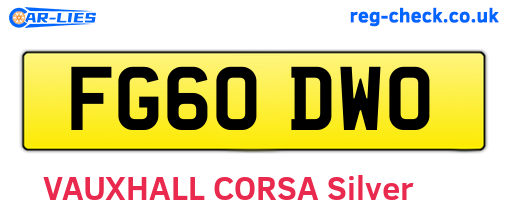 FG60DWO are the vehicle registration plates.