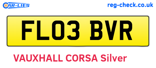 FL03BVR are the vehicle registration plates.