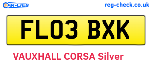 FL03BXK are the vehicle registration plates.