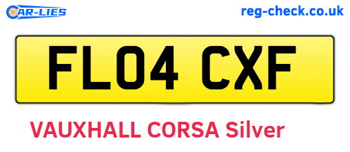 FL04CXF are the vehicle registration plates.