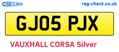 GJ05PJX are the vehicle registration plates.