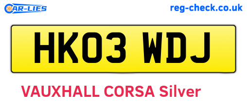 HK03WDJ are the vehicle registration plates.