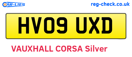 HV09UXD are the vehicle registration plates.